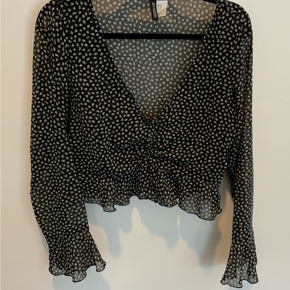 Floral Black Sheer Women's Top